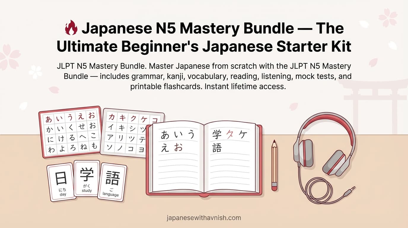 🔥 Japanese N5 Mastery Bundle — The Ultimate Beginner's Japanese Starter Kit